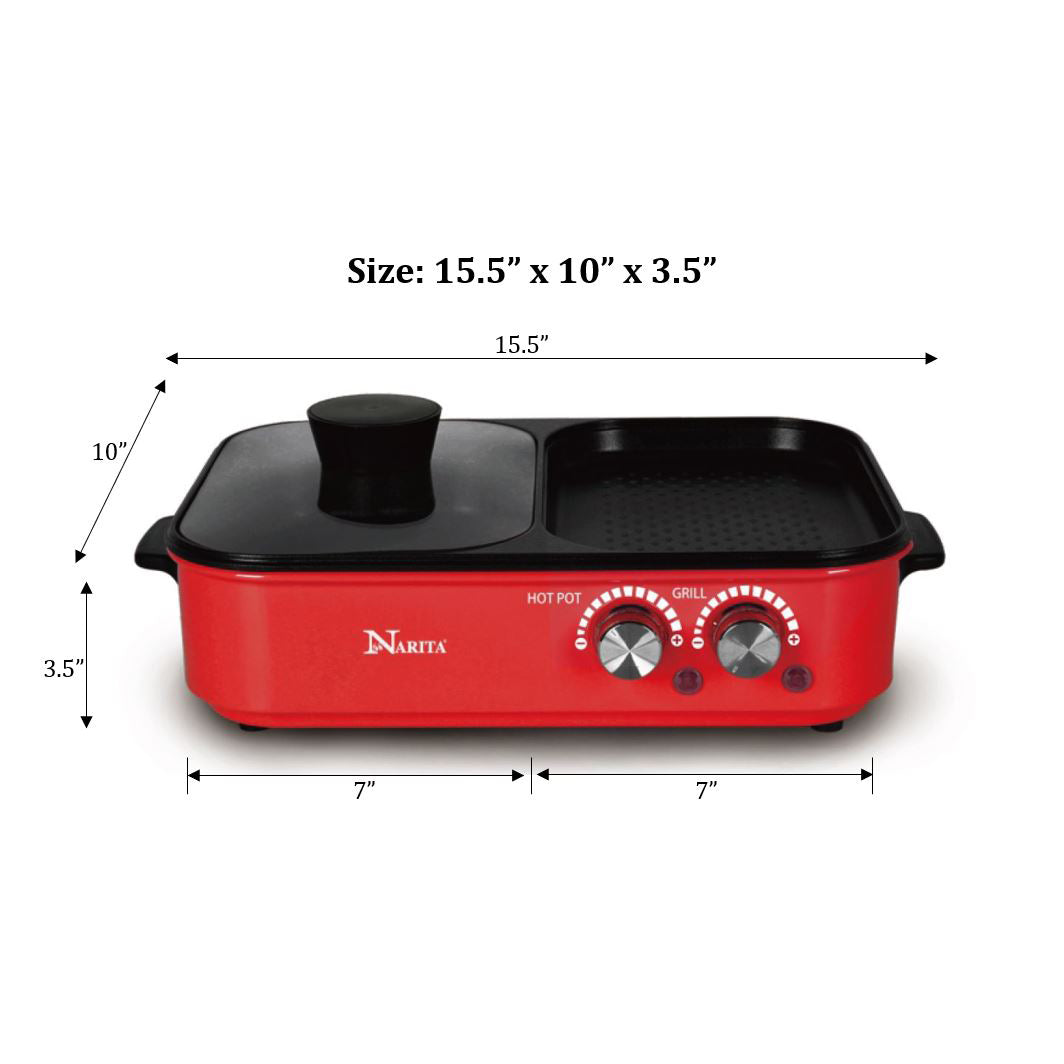 2-in-1 Hot Pot & Grill / Red