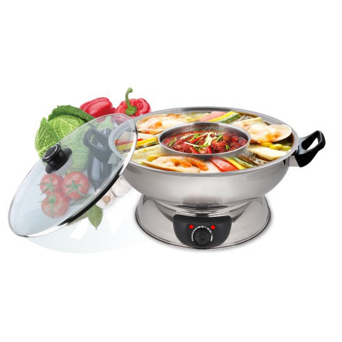 Electric Stainless Steel 2 Way Hot Pot / 4.5qt