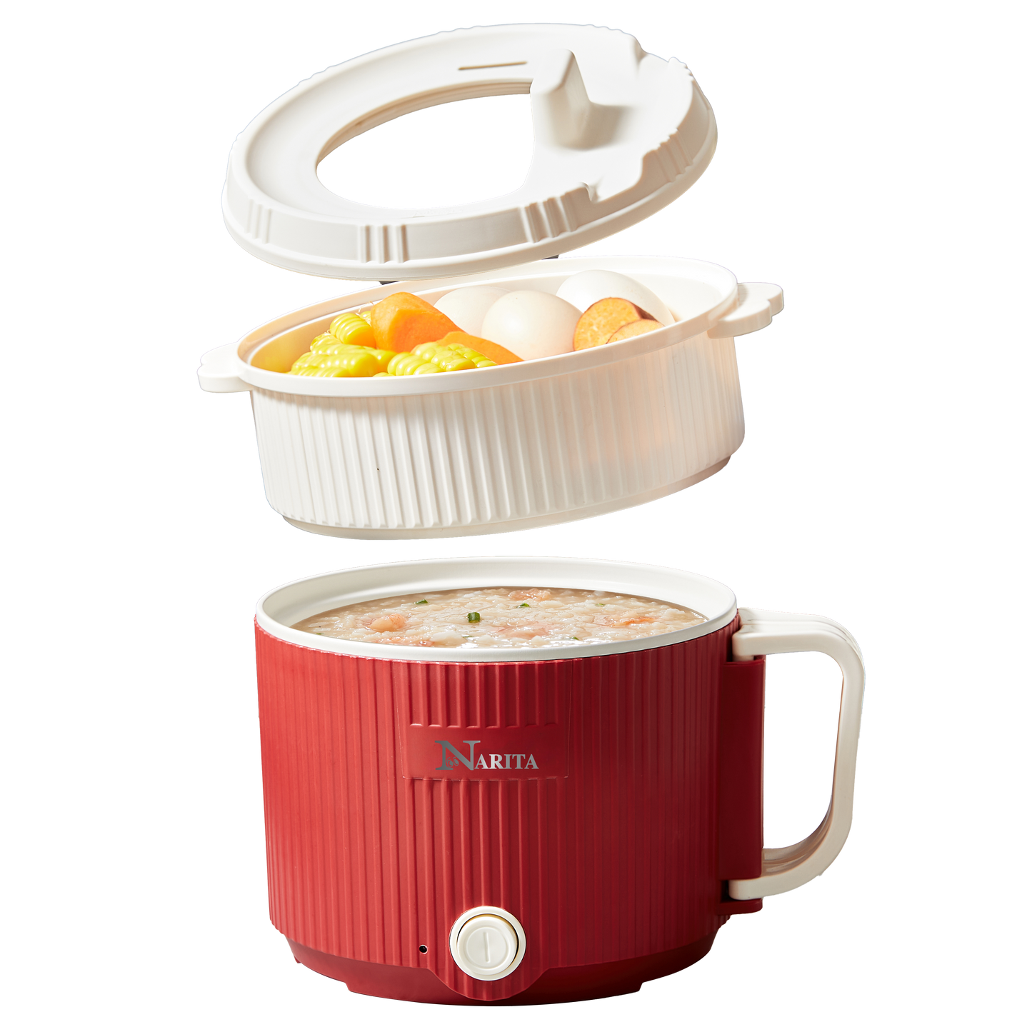 Electric Hot Pot with Steamer / 1.6L, Ceramic Non-stick Coating
