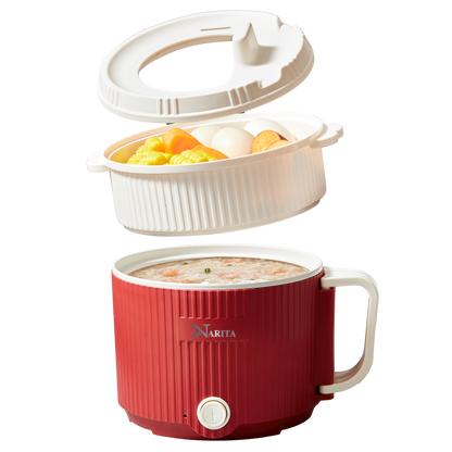 Electric Hot Pot with Steamer / 1.6L, Ceramic Non-stick Coating